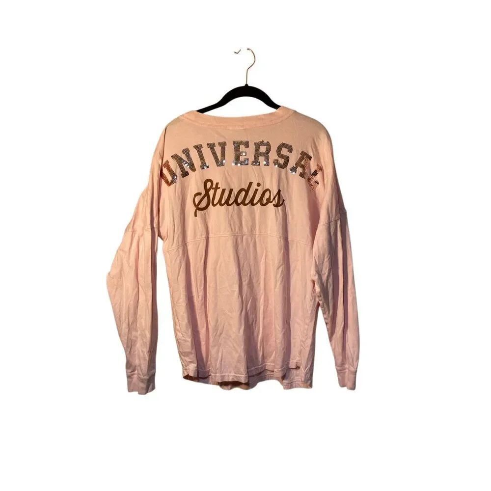 Universal studios women’s rose gold, sequin, long sleeve sport jersey S/S